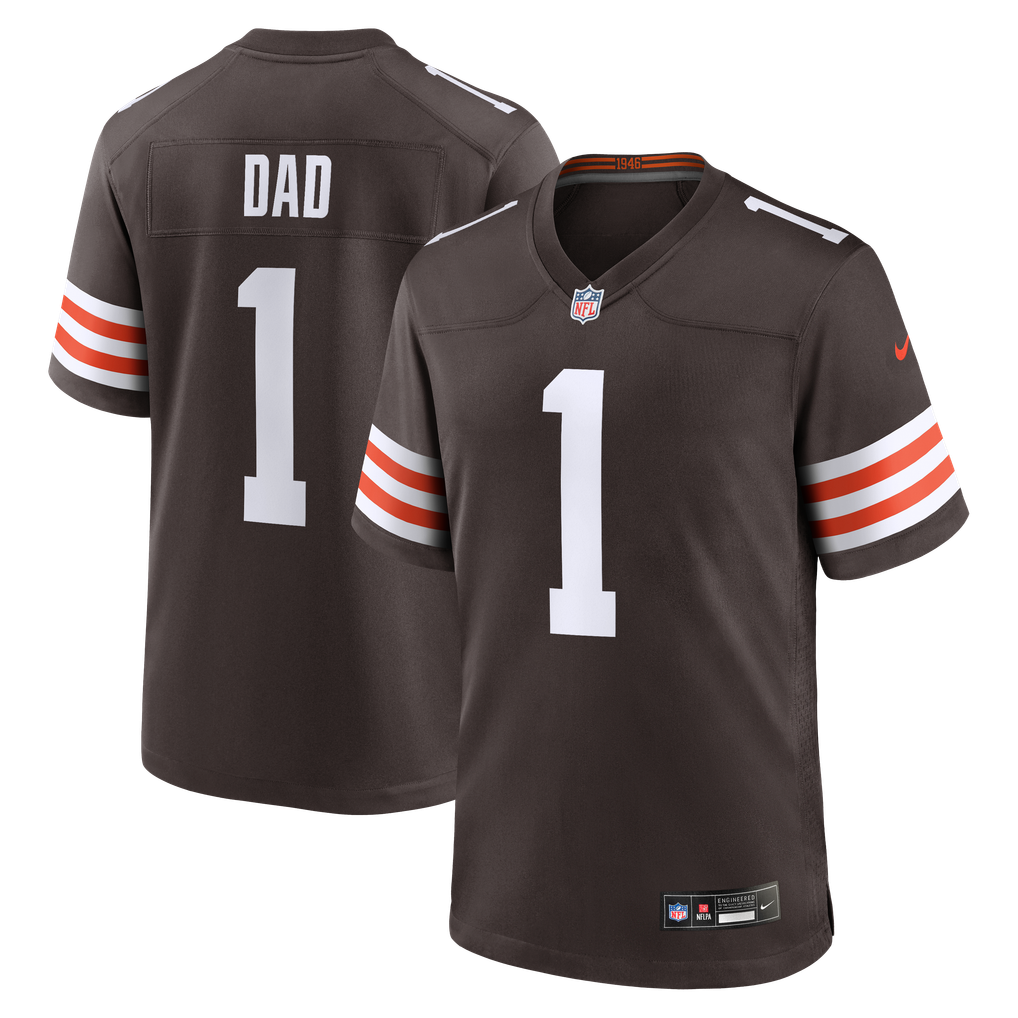Men's Cleveland Browns Number 1 Dad Brown Game Jersey