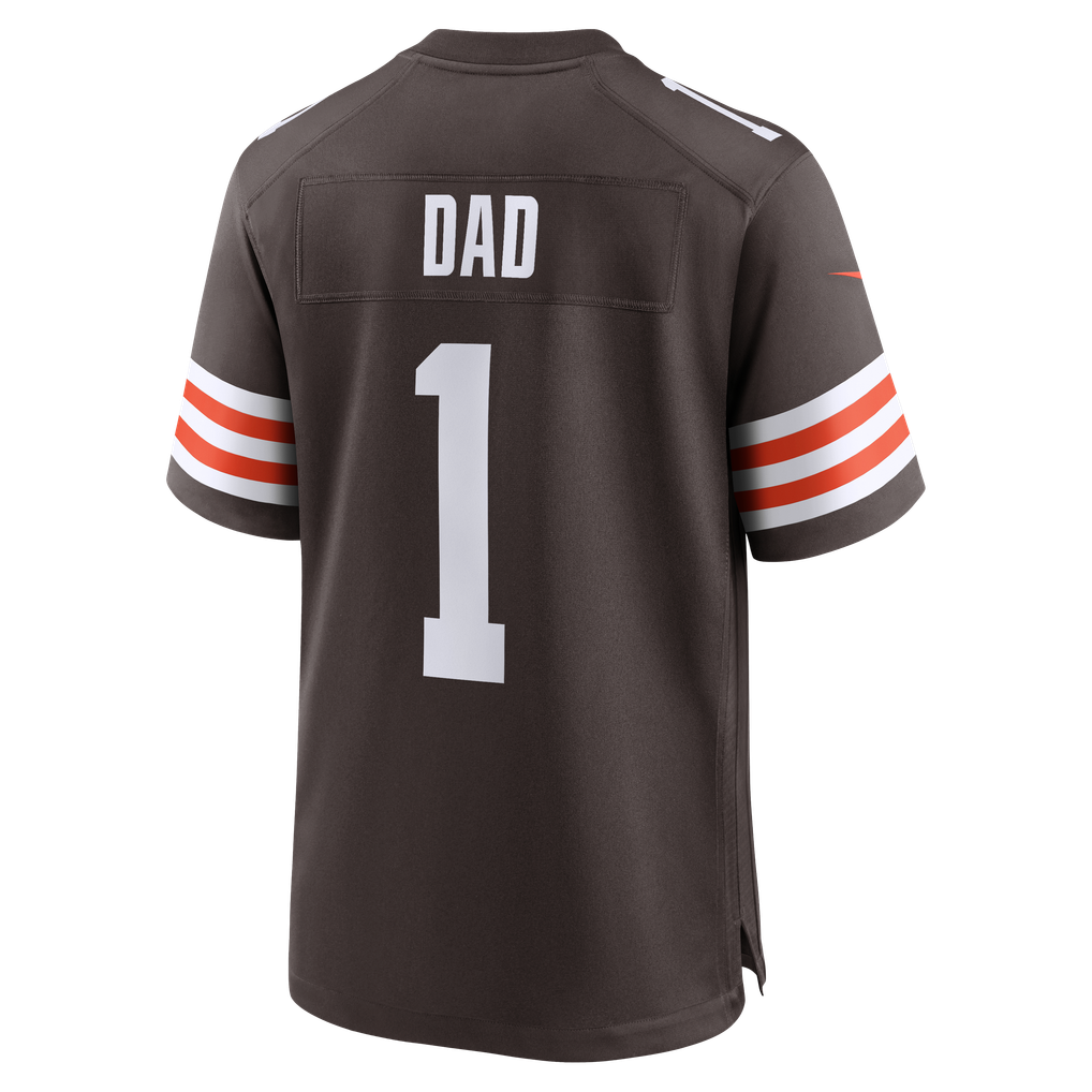 Men's Cleveland Browns Number 1 Dad Brown Game Jersey