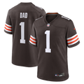 Men's Cleveland Browns Number 1 Dad Brown Game Jersey