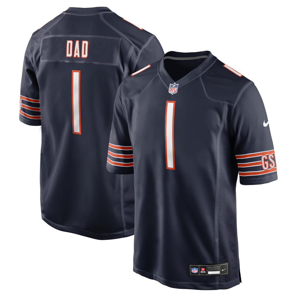 Men's Chicago Bears Number 1 Dad Navy Game Jersey