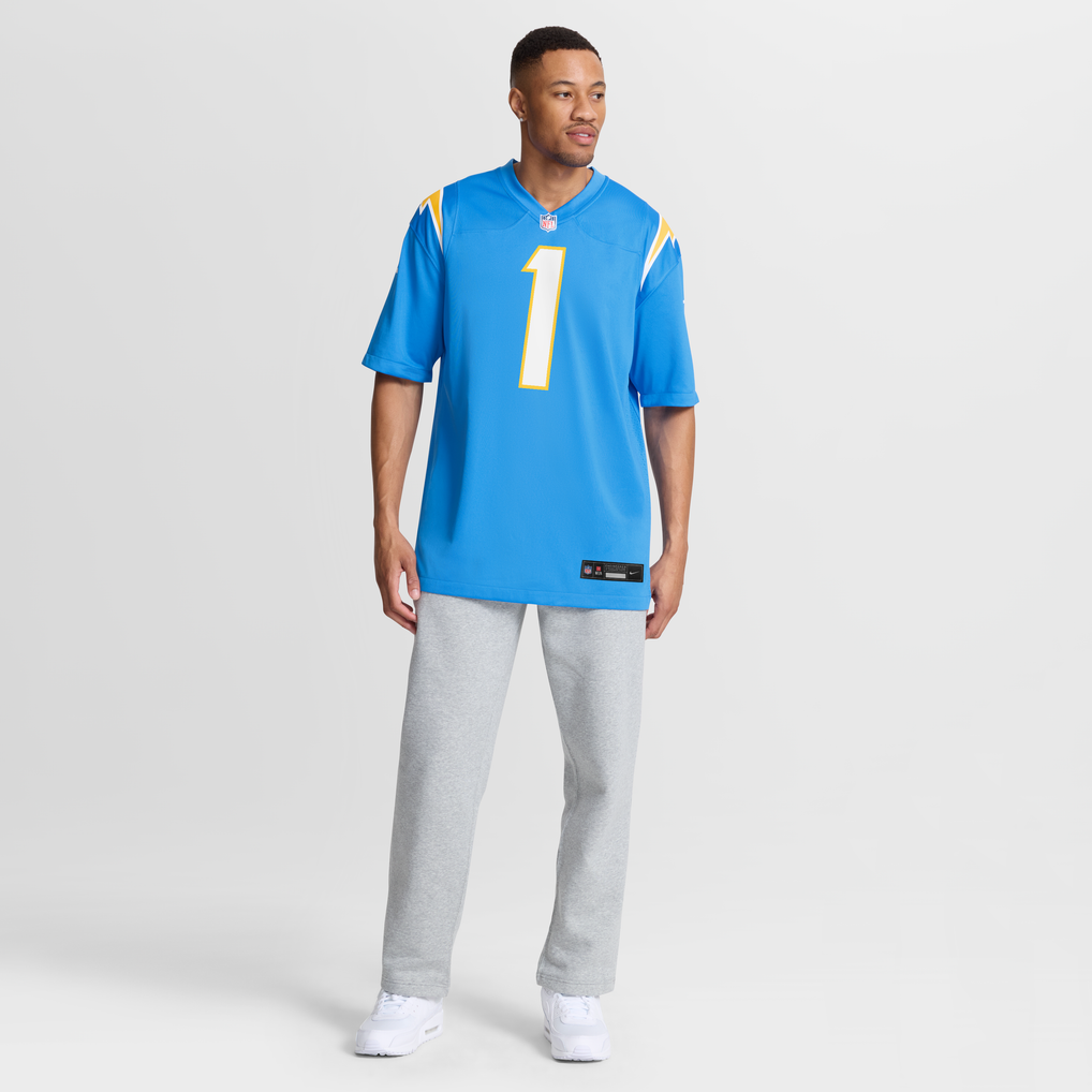 Men's Los Angeles Chargers Number 1 Dad Powder Blue Game Jersey