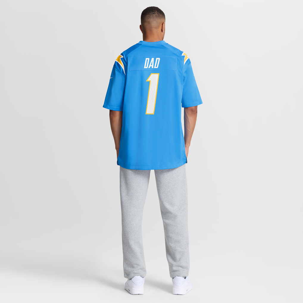 Men's Los Angeles Chargers Number 1 Dad Powder Blue Game Jersey