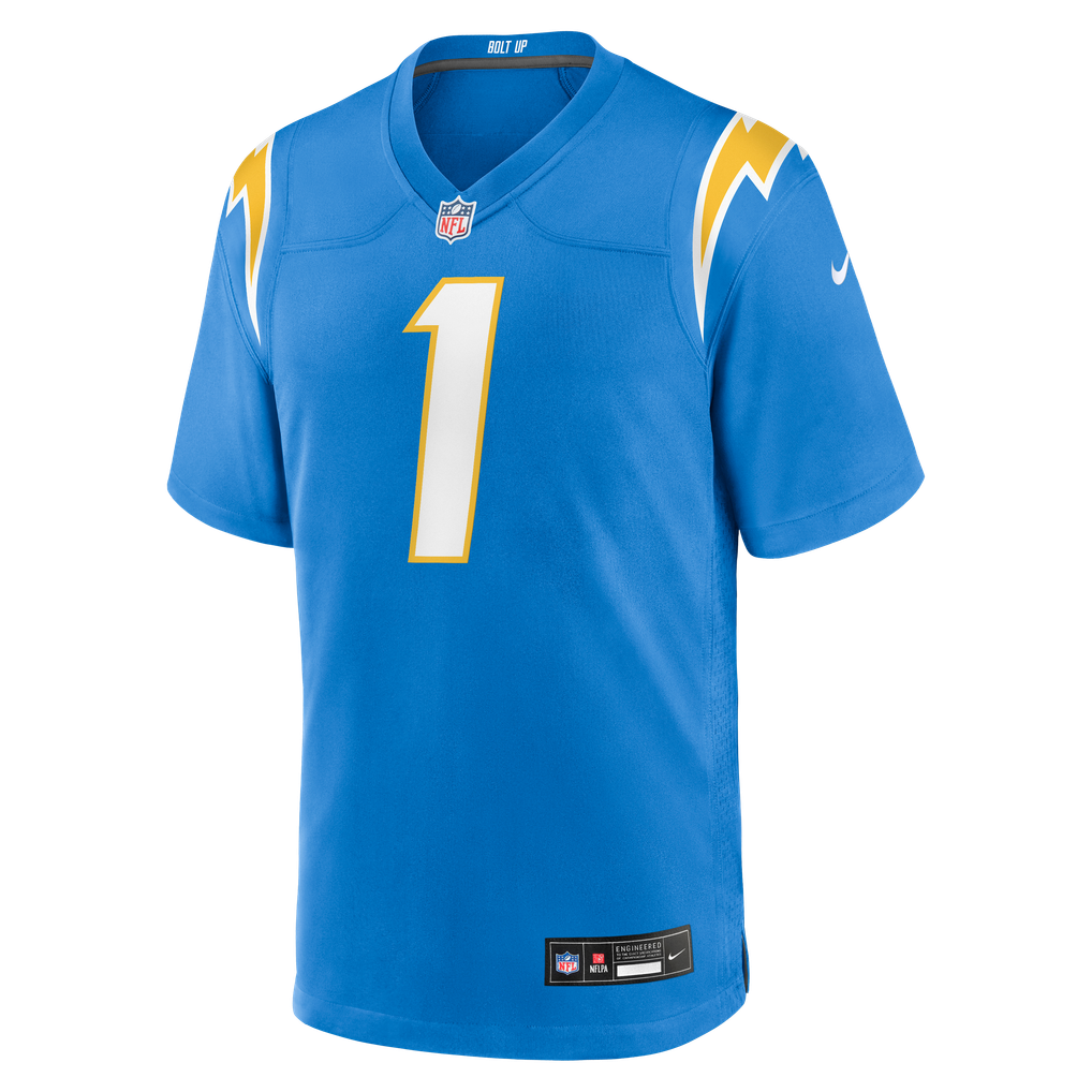 Men's Los Angeles Chargers Number 1 Dad Powder Blue Game Jersey