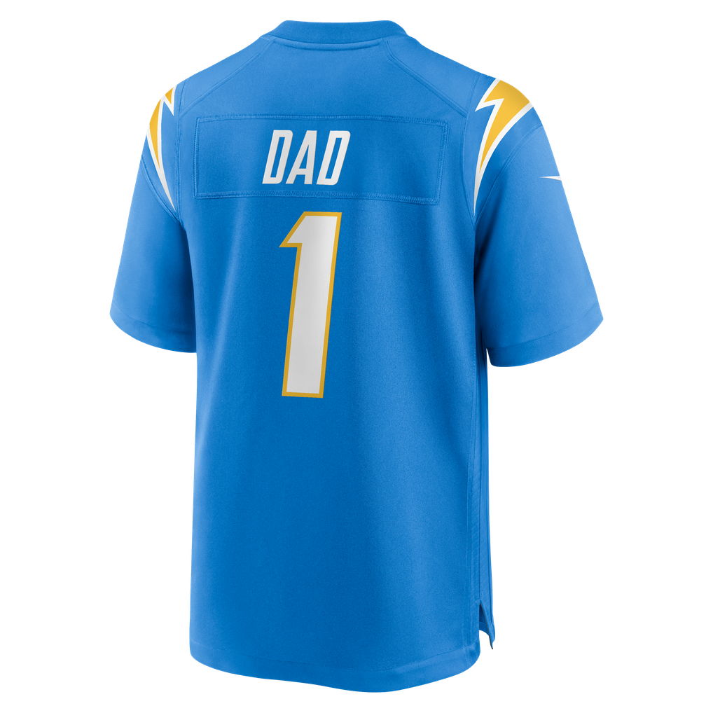 Men's Los Angeles Chargers Number 1 Dad Powder Blue Game Jersey