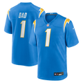 Men's Los Angeles Chargers Number 1 Dad Powder Blue Game Jersey