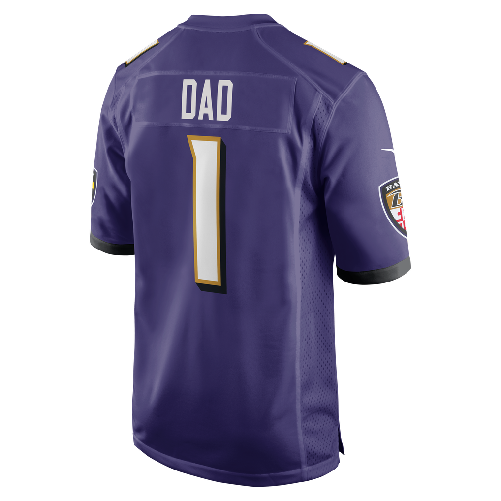 Men's Baltimore Ravens Number 1 Dad Purple Game Jersey