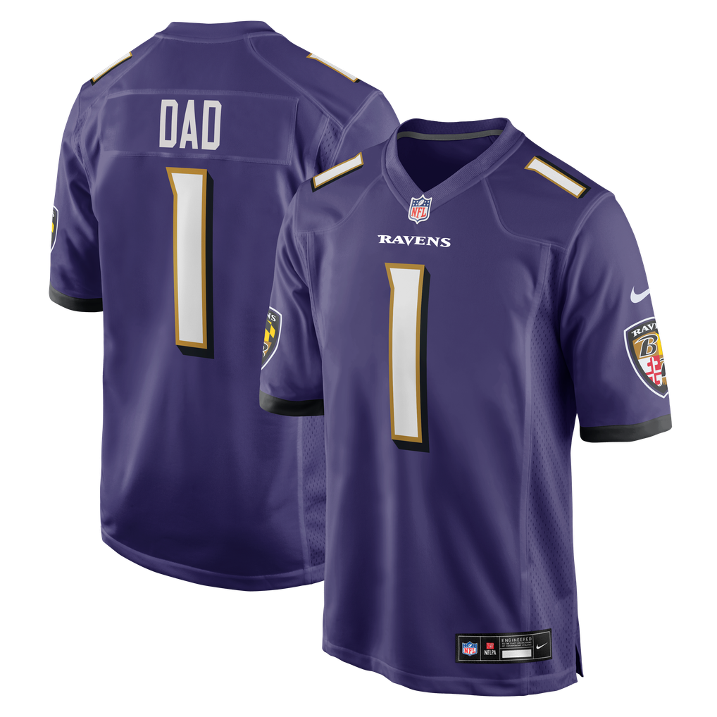 Men's Baltimore Ravens Number 1 Dad Purple Game Jersey