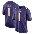 Men's Baltimore Ravens Number 1 Dad Purple Game Jersey