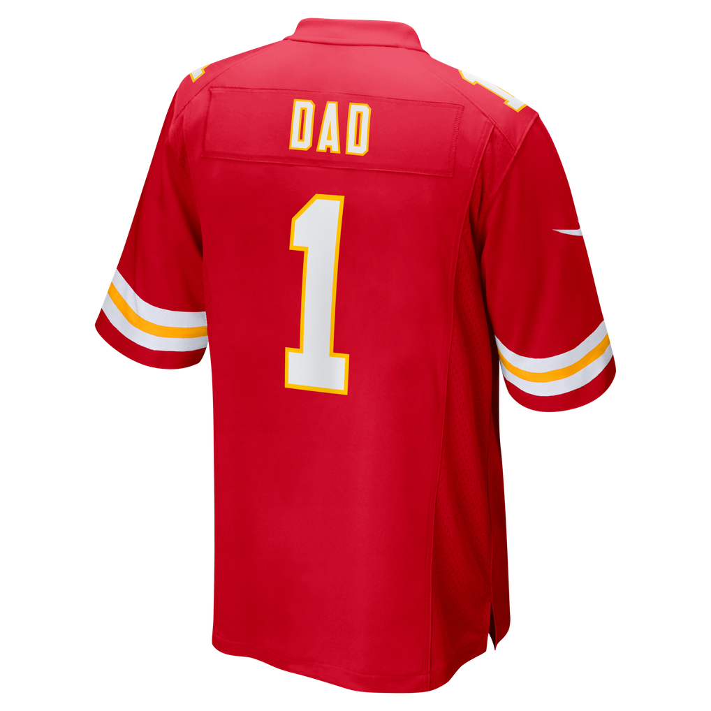 Men's Kansas City Chiefs Number 1 Dad Red Game Jersey