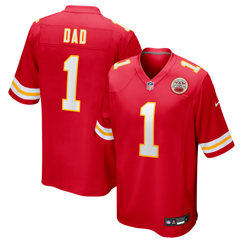 Men's Kansas City Chiefs Number 1 Dad Red Game Jersey