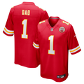 Men's Kansas City Chiefs Number 1 Dad Red Game Jersey