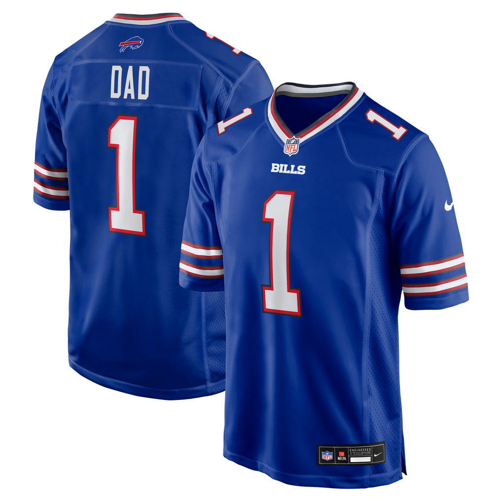 Men's Buffalo Bills Number 1 Dad Royal Game Jersey