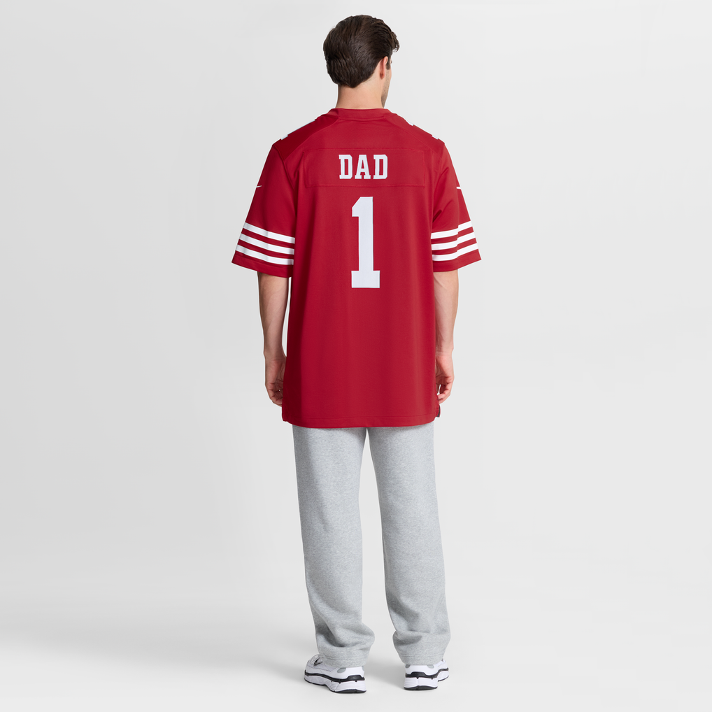 Men's San Francisco 49ers Number 1 Dad Scarlet Game Jersey