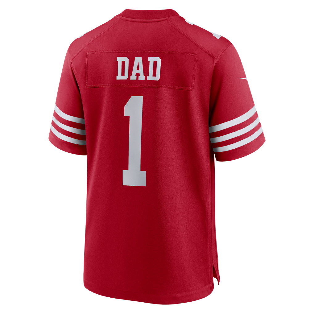 Men's San Francisco 49ers Number 1 Dad Scarlet Game Jersey