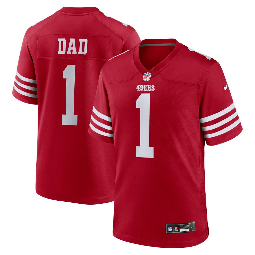 Men's San Francisco 49ers Number 1 Dad Scarlet Game Jersey