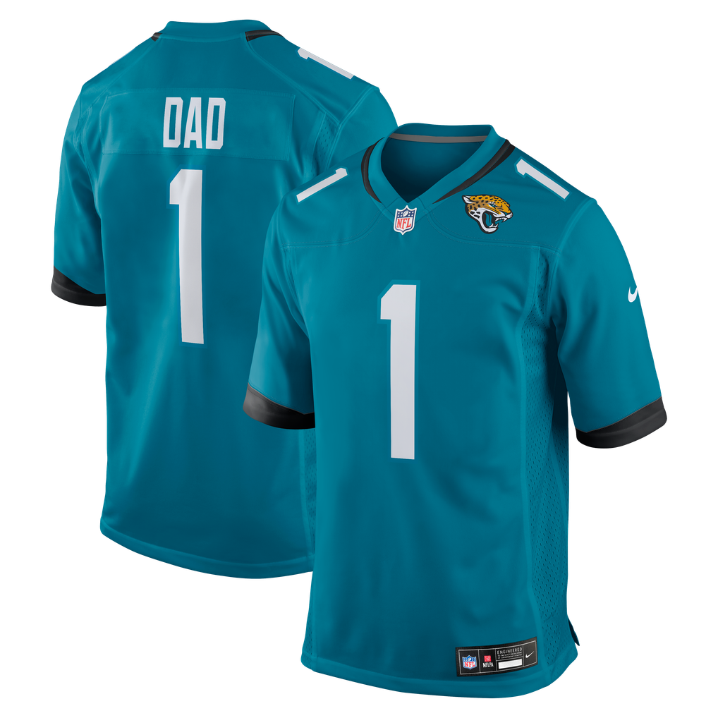 Men's Jacksonville Jaguars Number 1 Dad Teal Game Jersey