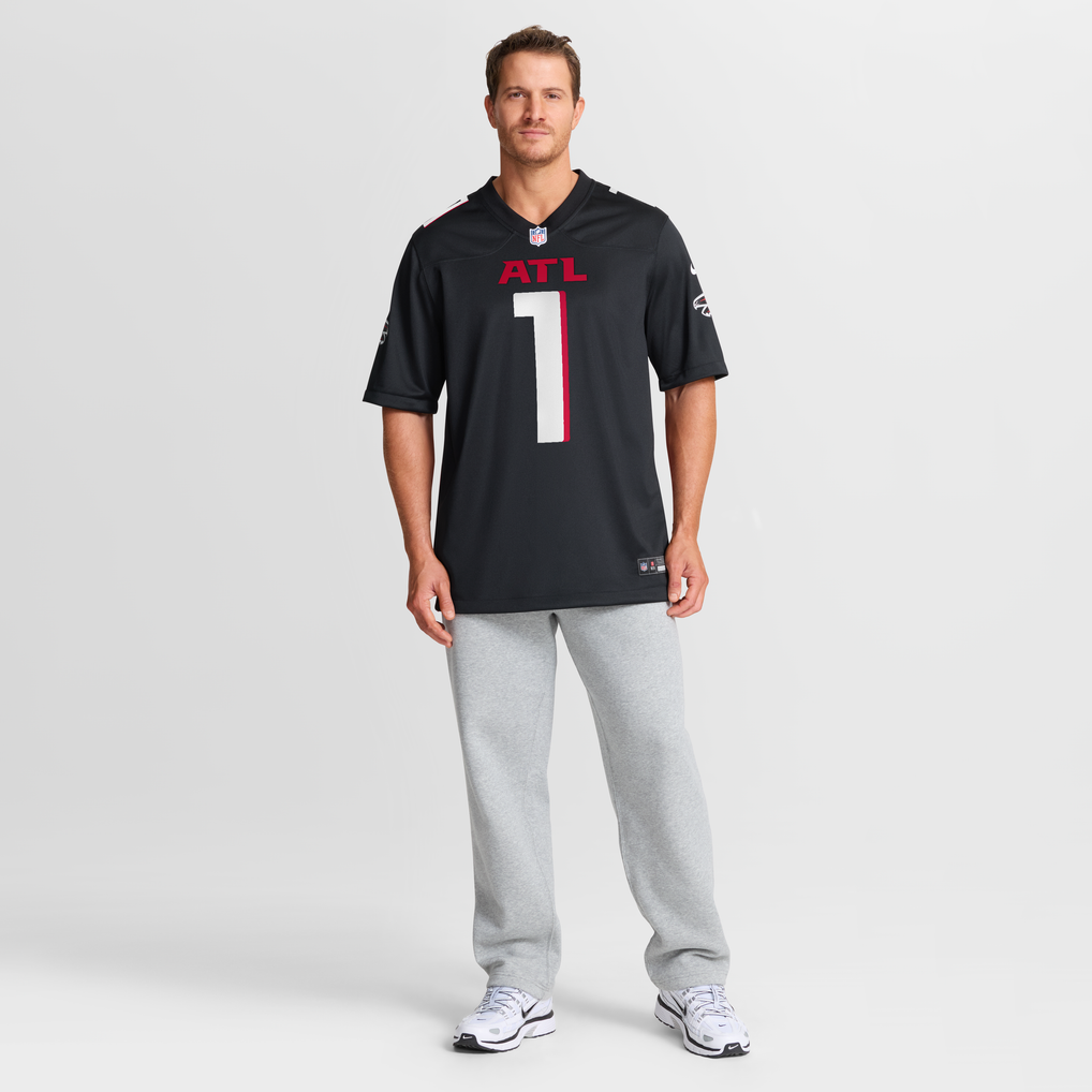 Men's Atlanta Falcons Number 1 Groom Black Game Jersey