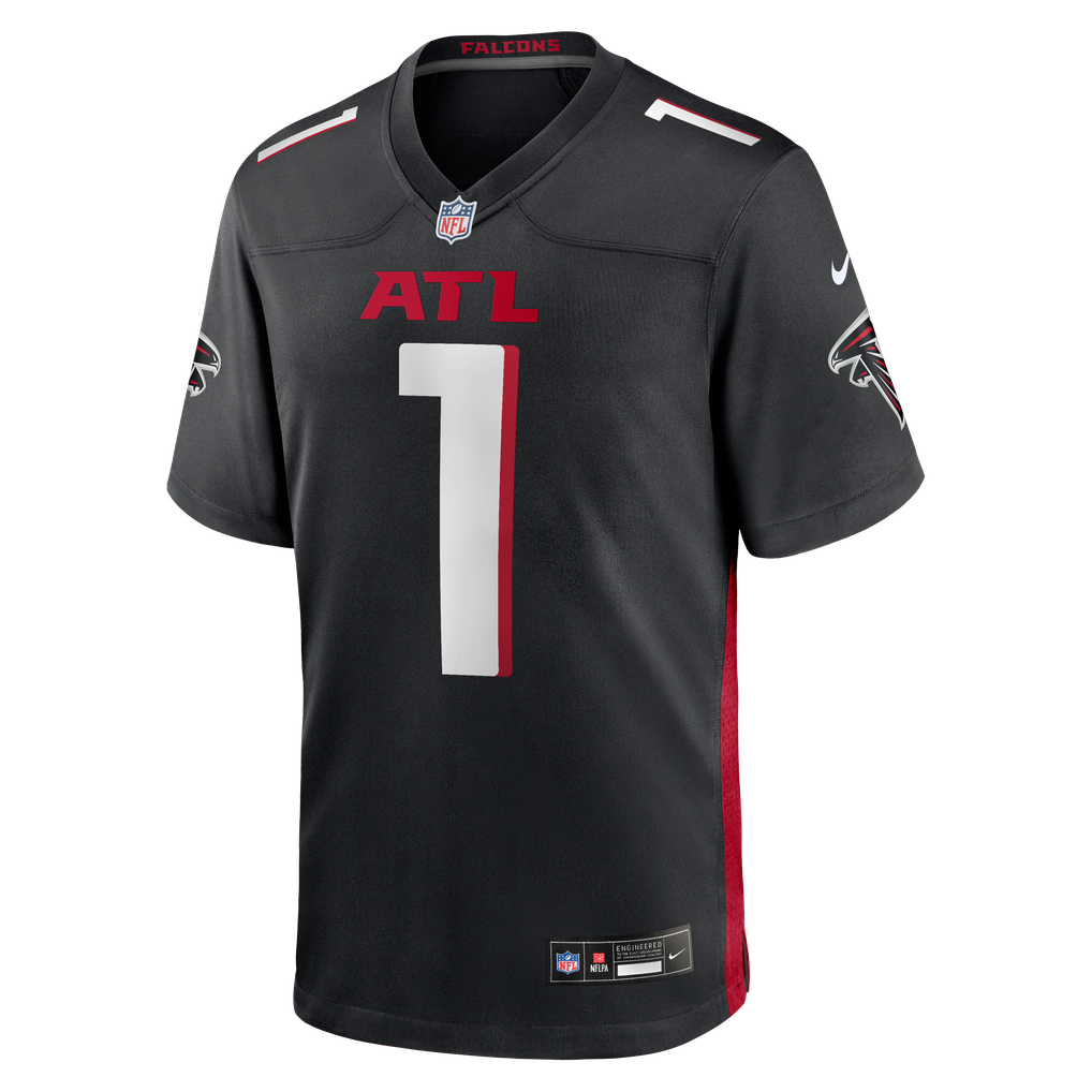 Men's Atlanta Falcons Number 1 Groom Black Game Jersey