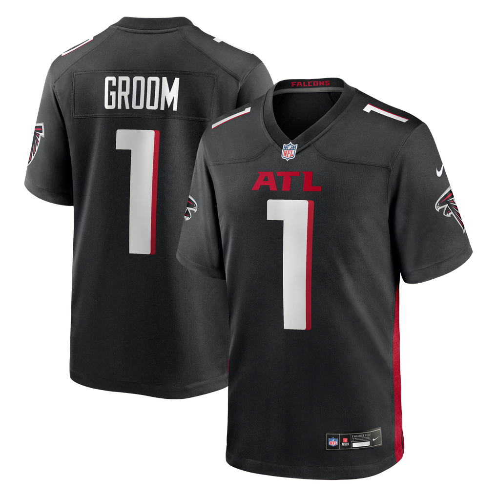 Men's Atlanta Falcons Number 1 Groom Black Game Jersey
