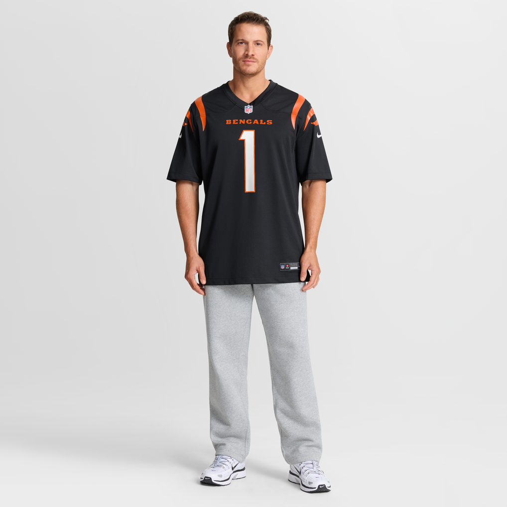 Men's Cincinnati Bengals Number 1 Groom Black Game Jersey