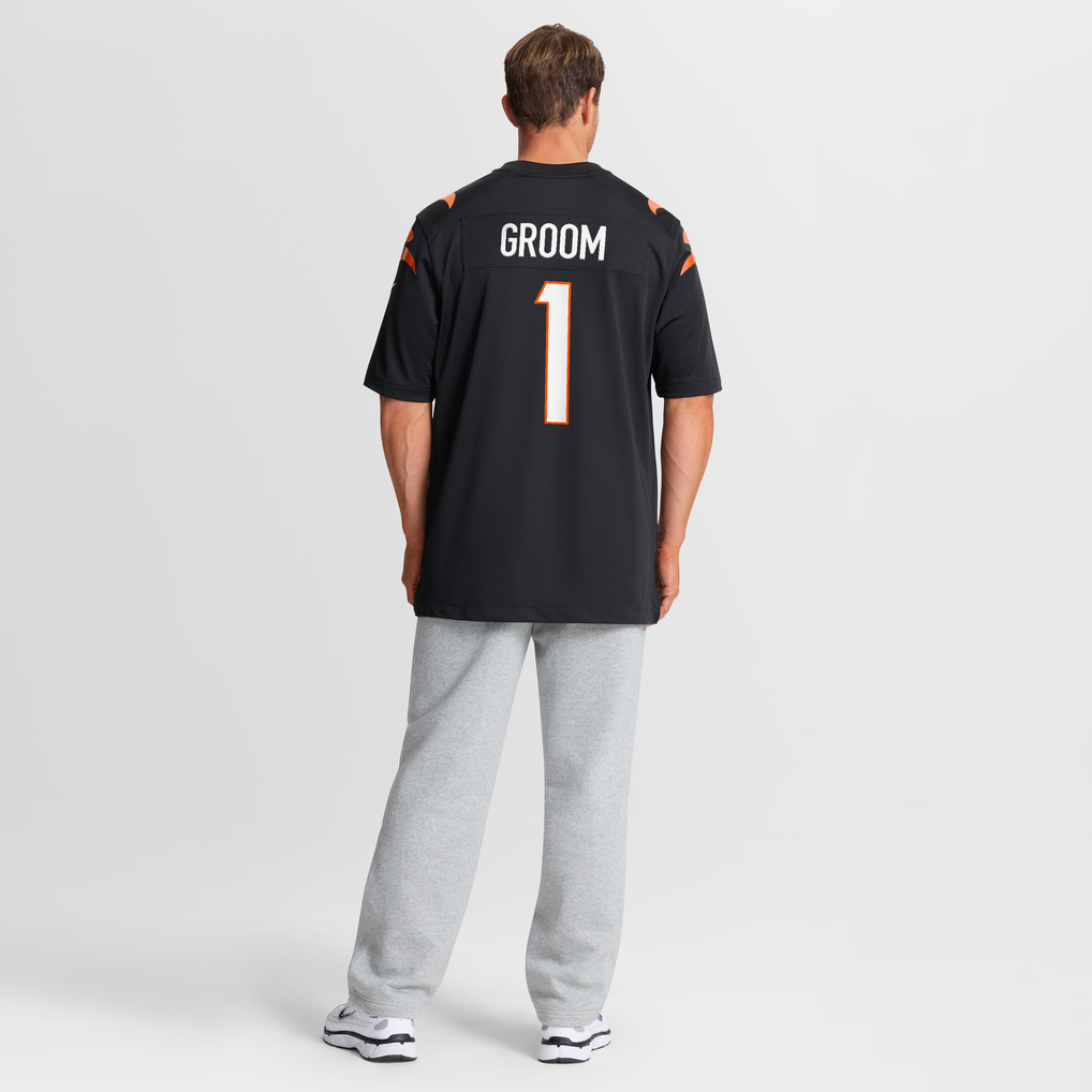 Men's Cincinnati Bengals Number 1 Groom Black Game Jersey