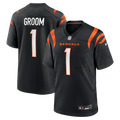 Men's Cincinnati Bengals Number 1 Groom Black Game Jersey