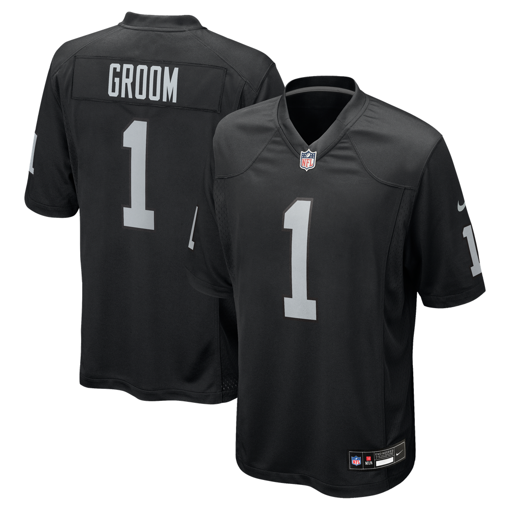 Men's Las Vegas Raiders Number 1 Groom Black Game Jersey