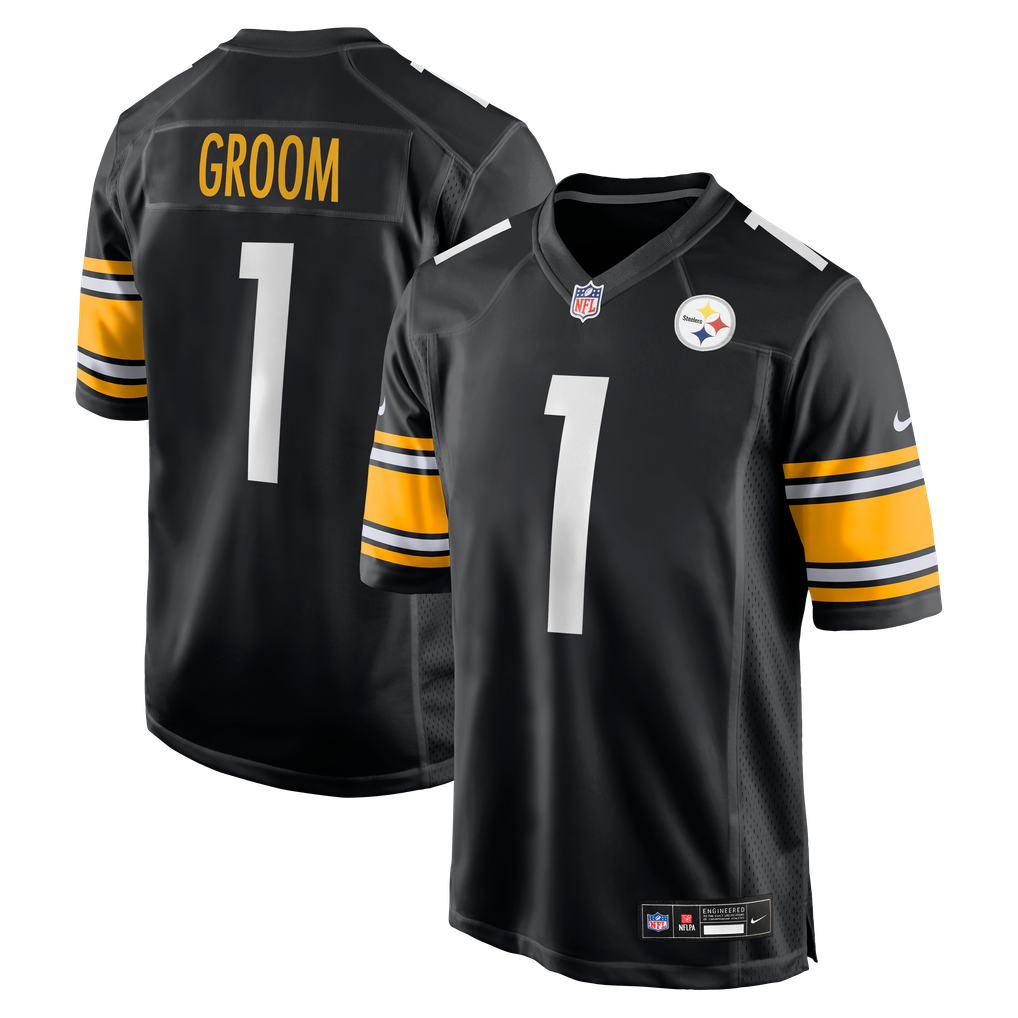 Men's Pittsburgh Steelers Number 1 Groom Black Game Jersey
