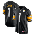 Men's Pittsburgh Steelers Number 1 Groom Black Game Jersey