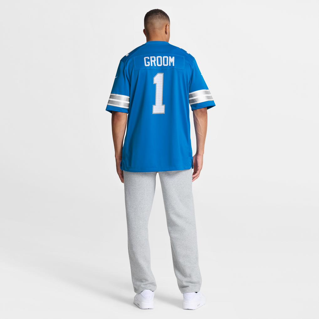 Men's Detroit Lions Number 1 Groom Blue Game Jersey