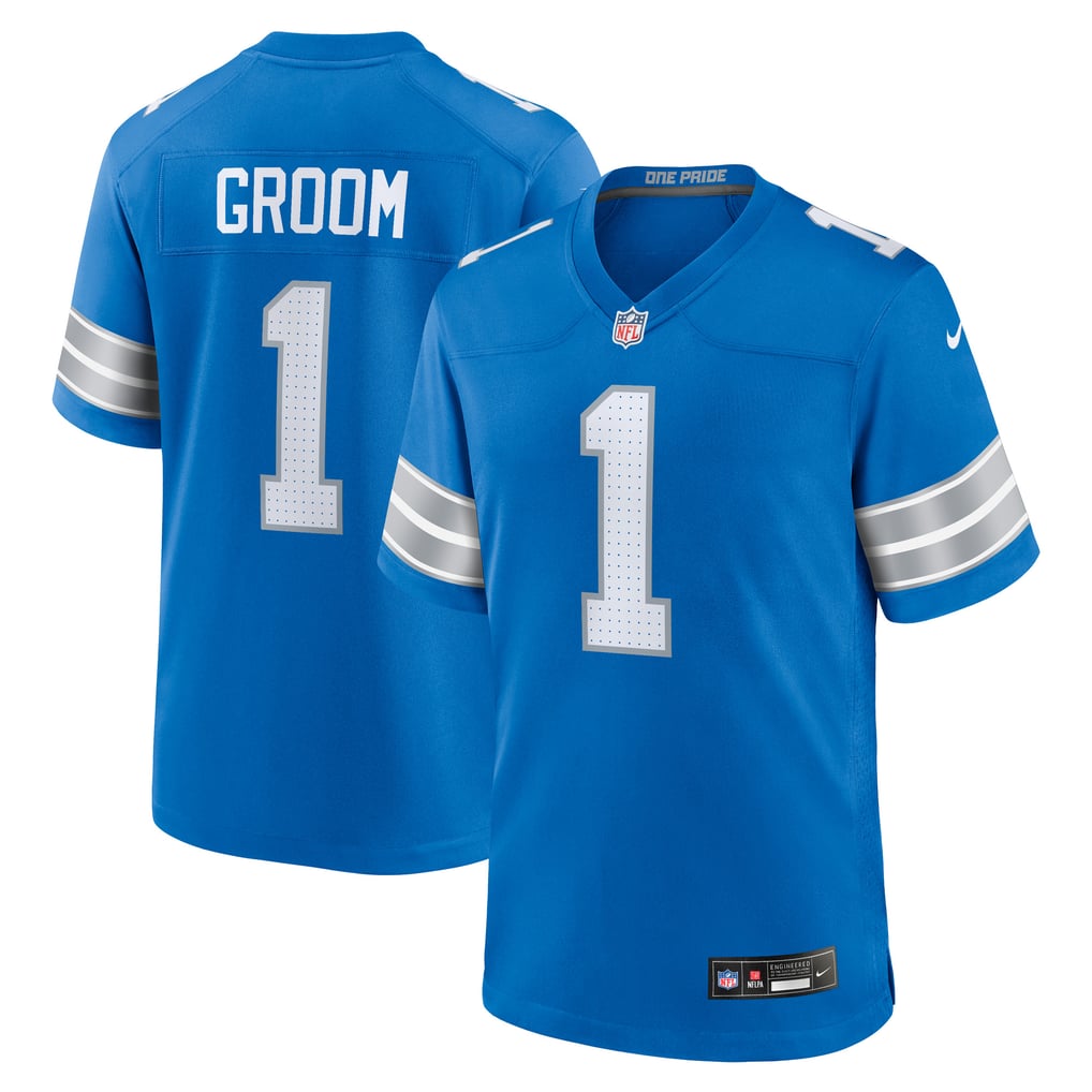 Men's Detroit Lions Number 1 Groom Blue Game Jersey