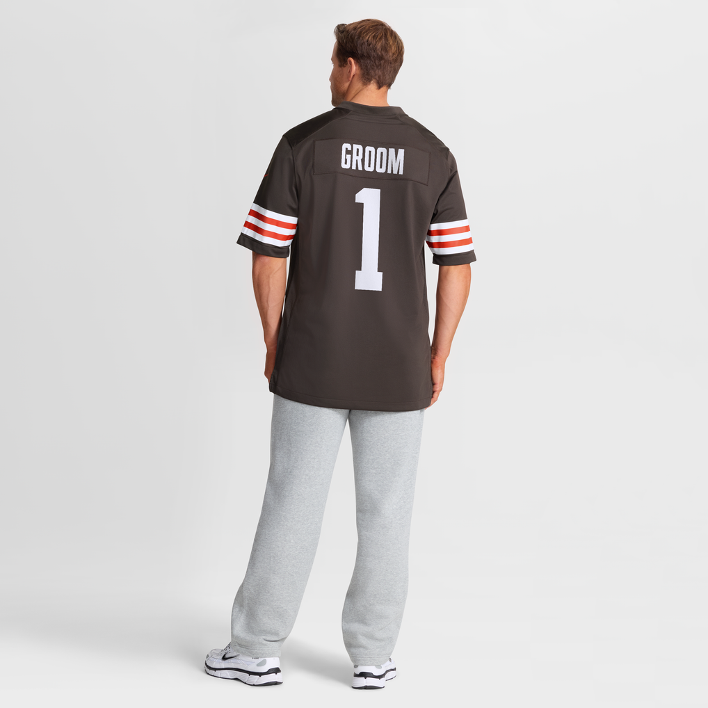 Men's Cleveland Browns Number 1 Groom Brown Game Jersey