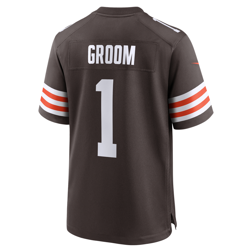 Men's Cleveland Browns Number 1 Groom Brown Game Jersey