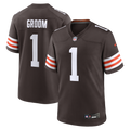 Men's Cleveland Browns Number 1 Groom Brown Game Jersey