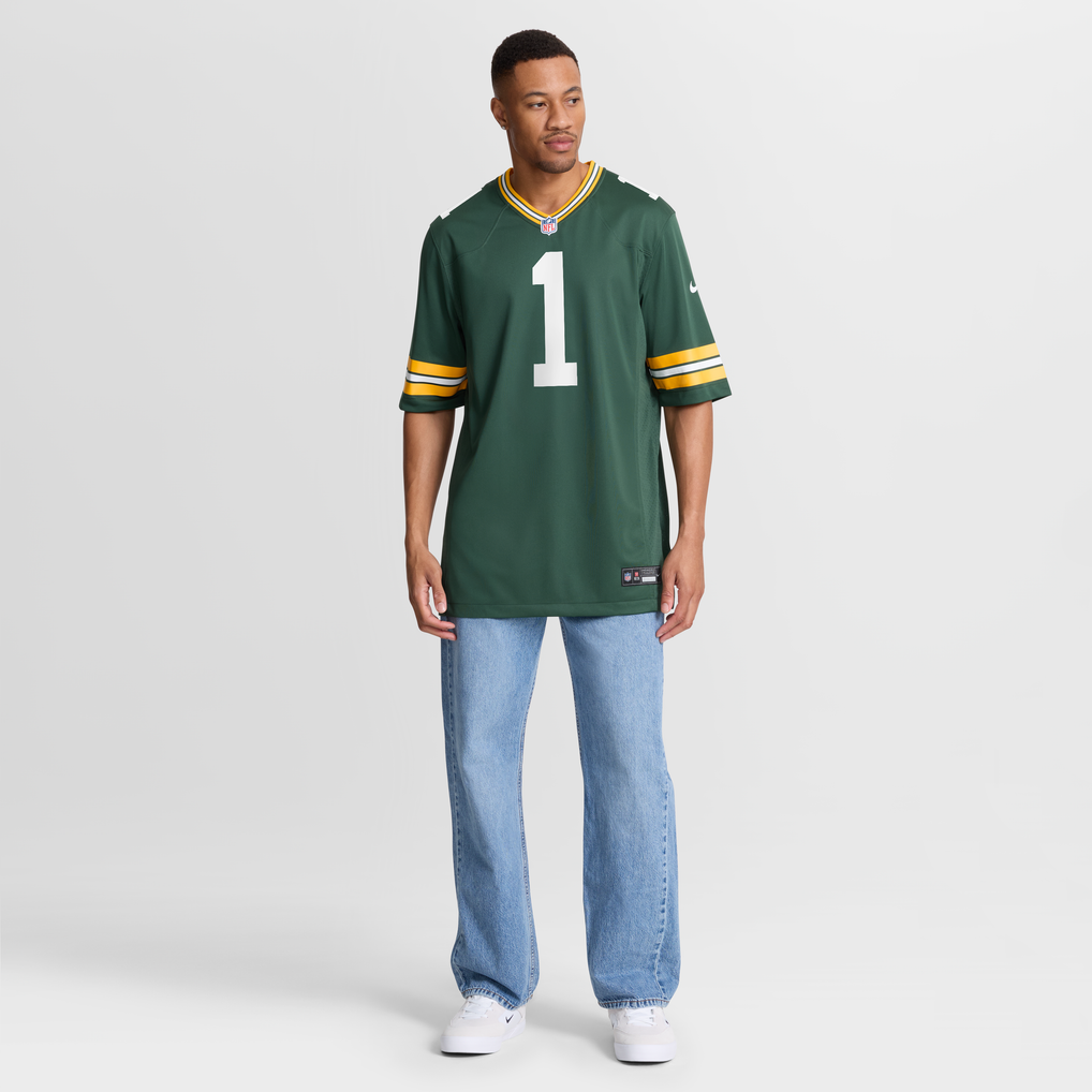 Men's Green Bay Packers Number 1 Groom Green Game Jersey