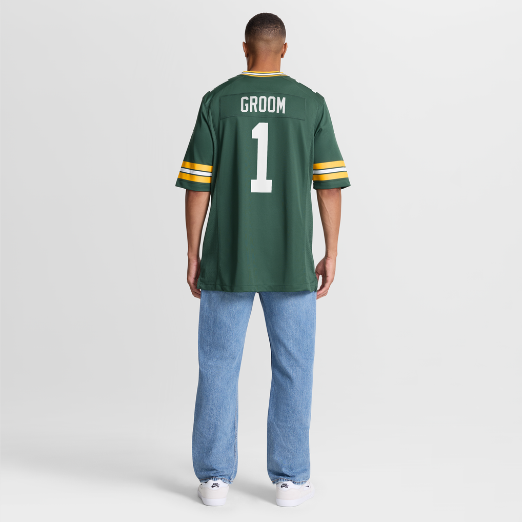 Men's Green Bay Packers Number 1 Groom Green Game Jersey