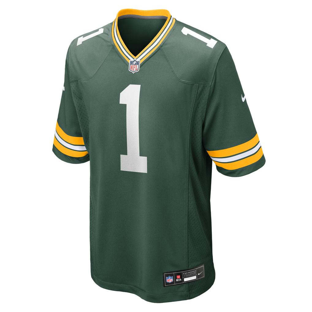 Men's Green Bay Packers Number 1 Groom Green Game Jersey