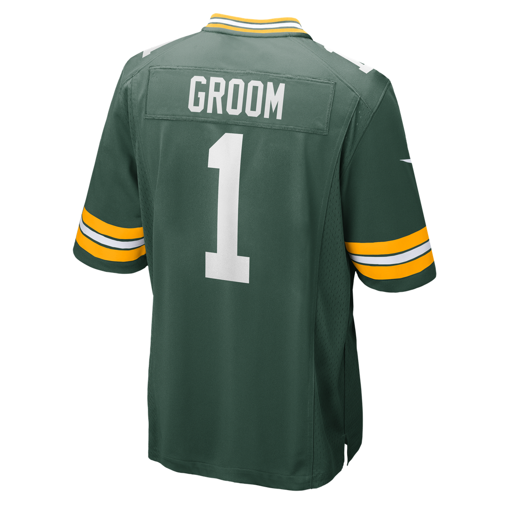 Men's Green Bay Packers Number 1 Groom Green Game Jersey