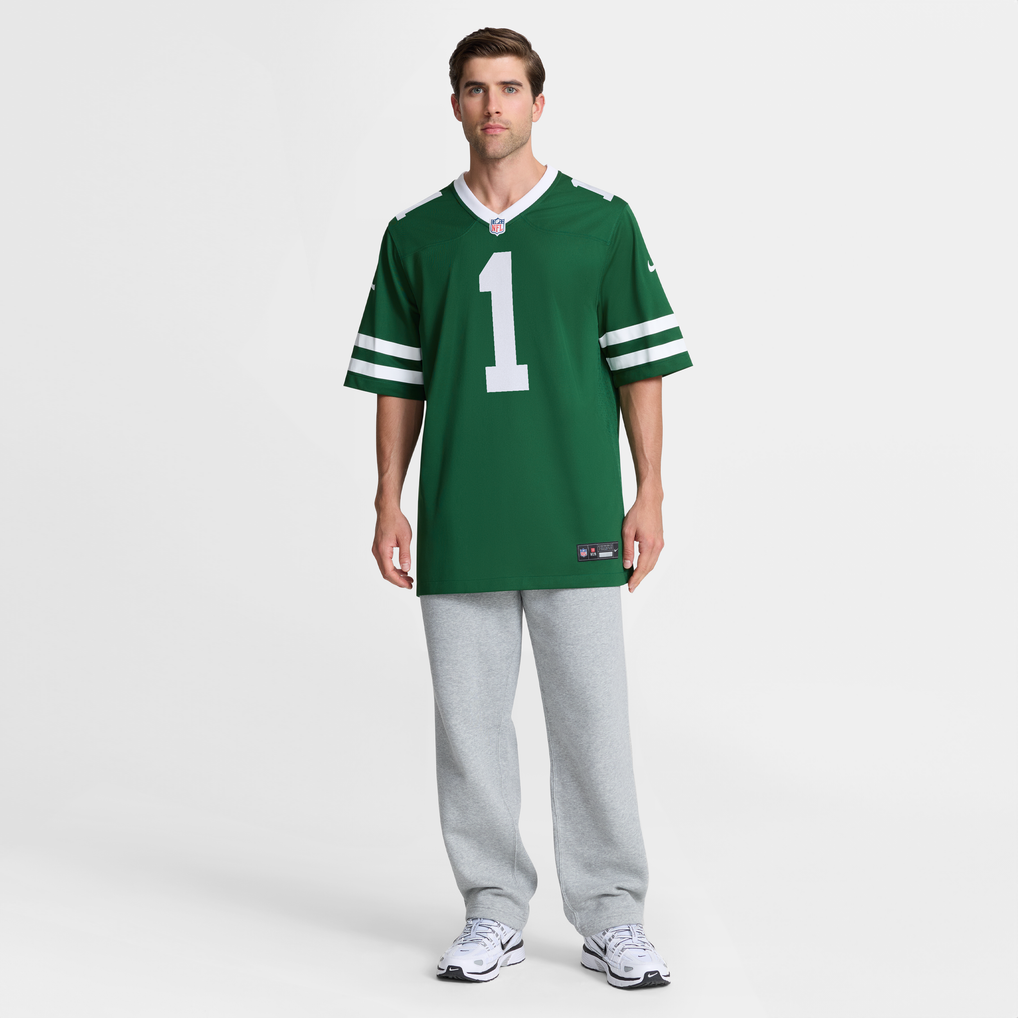 Men's New York Jets Number 1 Groom Legacy Green Game Jersey