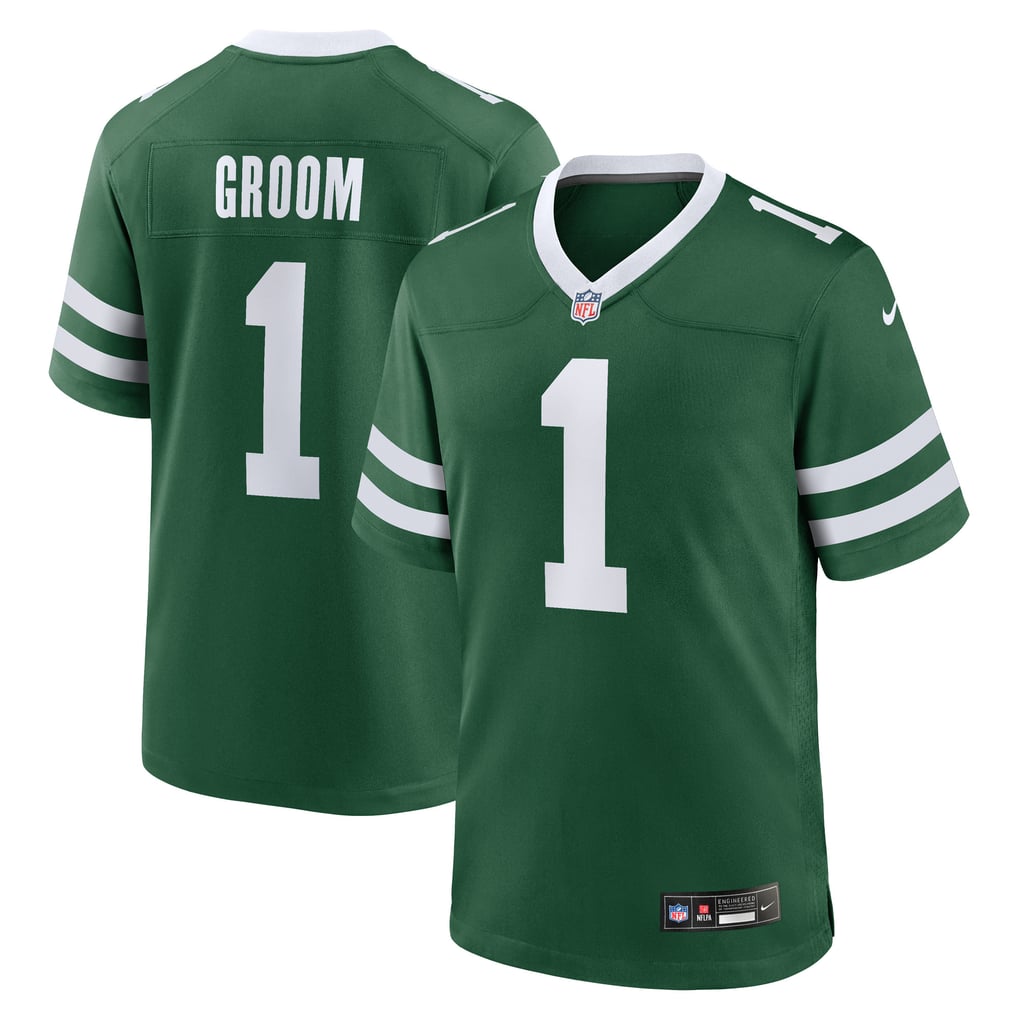 Men's New York Jets Number 1 Groom Legacy Green Game Jersey