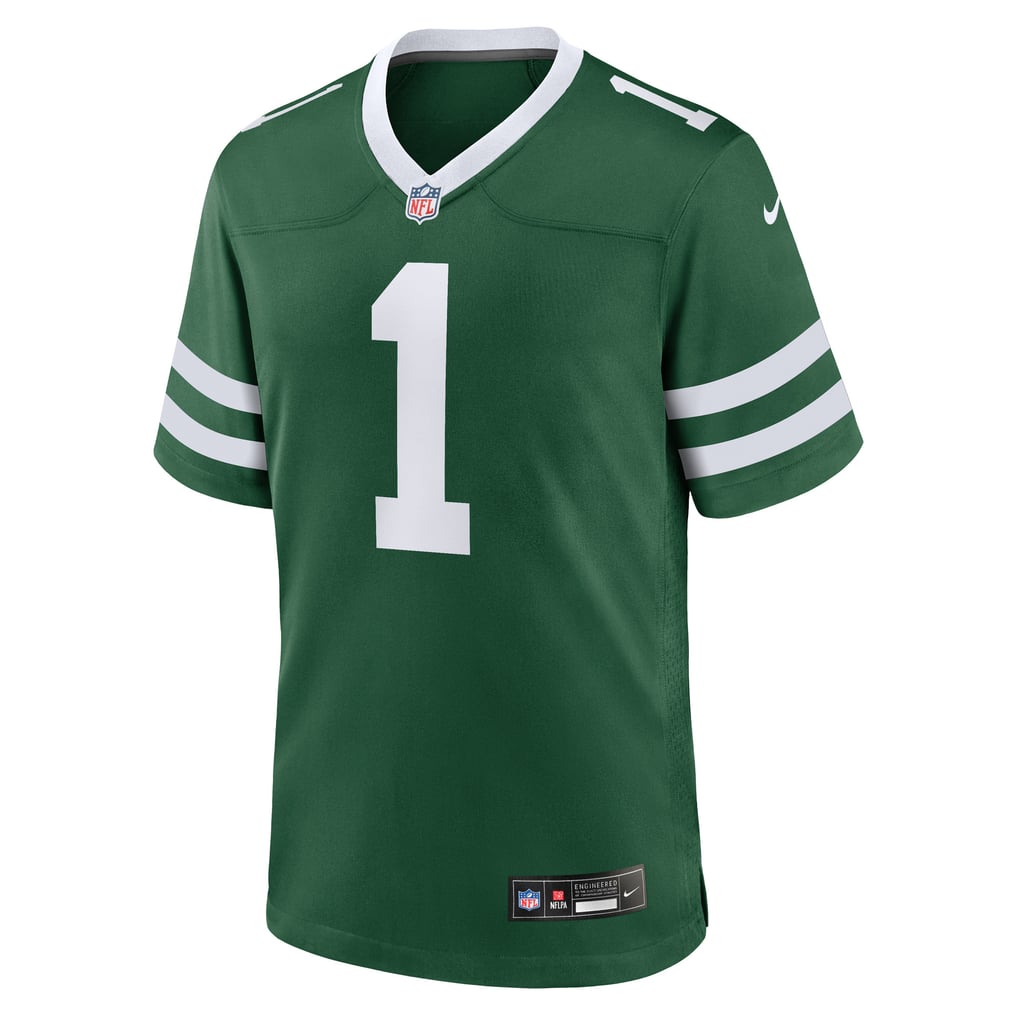 Men's New York Jets Number 1 Groom Legacy Green Game Jersey