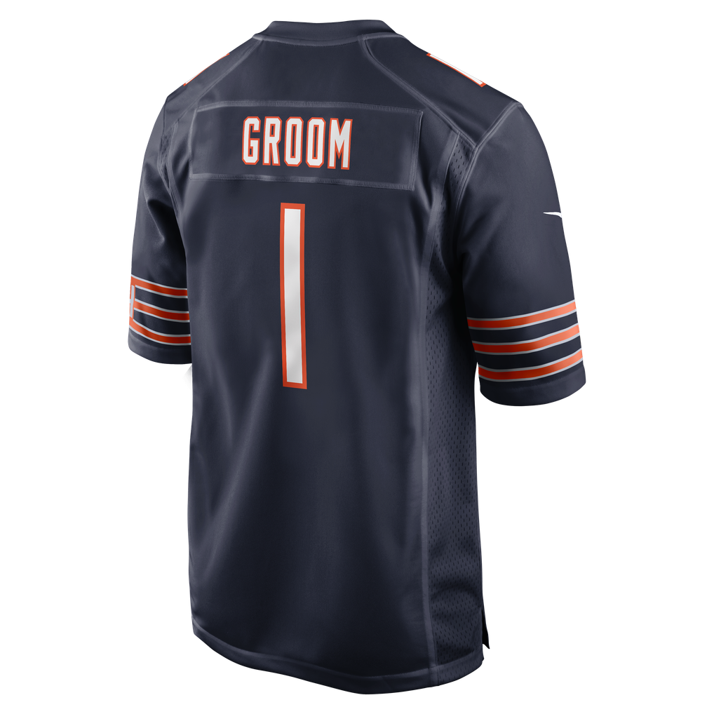 Men's Chicago Bears Number 1 Groom Navy Game Jersey