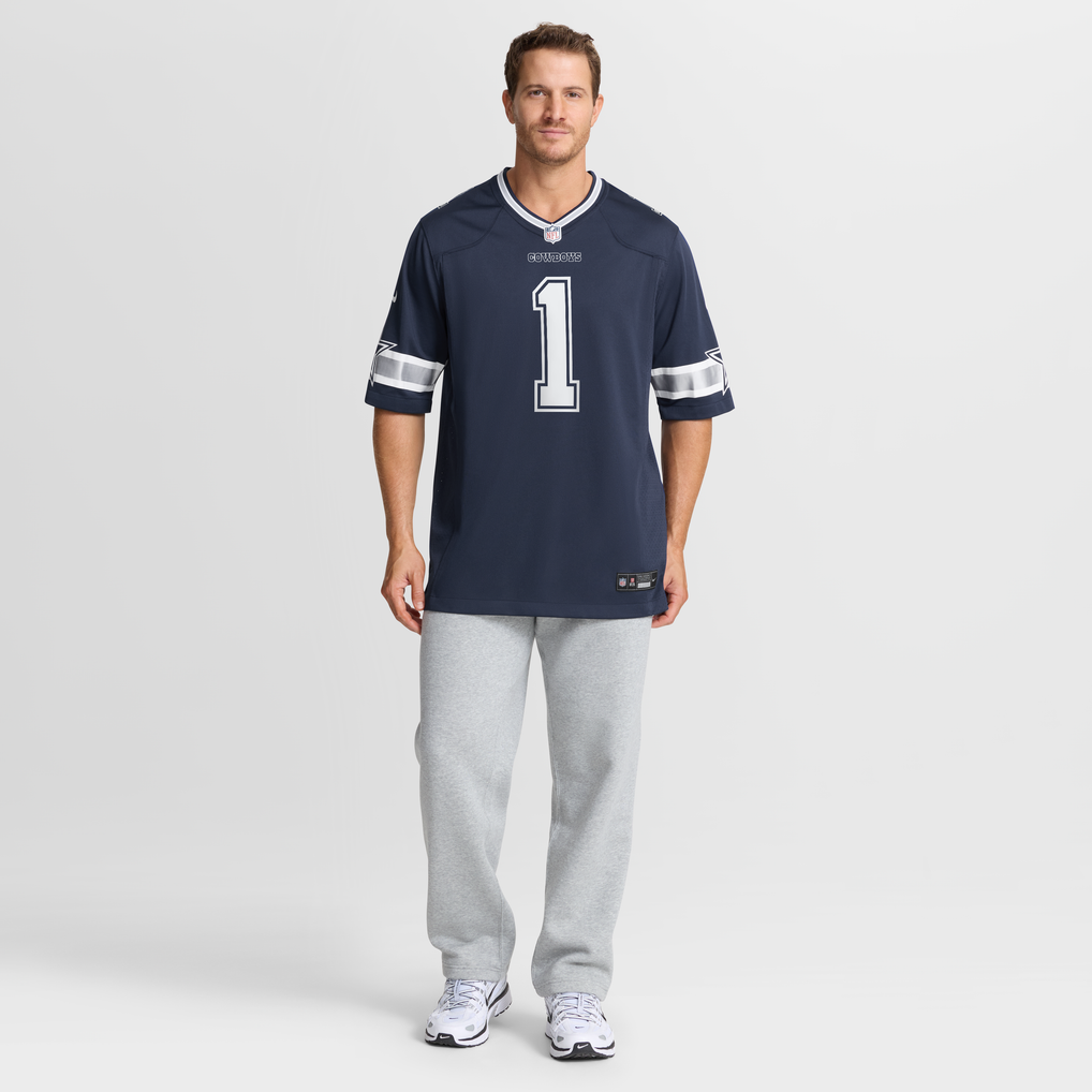 Men's Dallas Cowboys Number 1 Groom Navy Game Jersey
