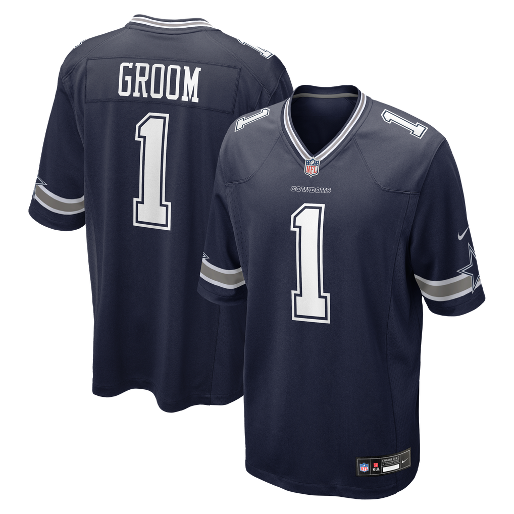 Men's Dallas Cowboys Number 1 Groom Navy Game Jersey