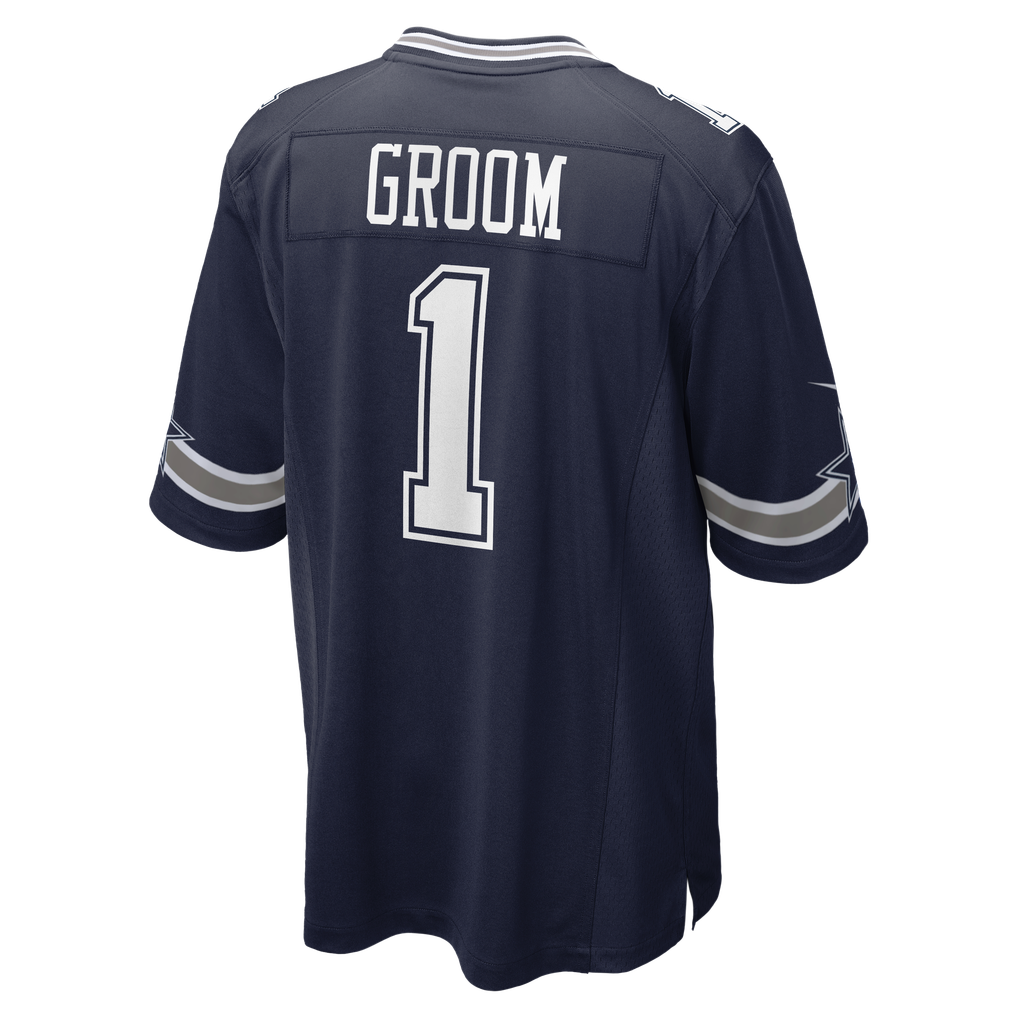 Men's Dallas Cowboys Number 1 Groom Navy Game Jersey