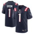 Men's New England Patriots Number 1 Groom Navy Game Jersey