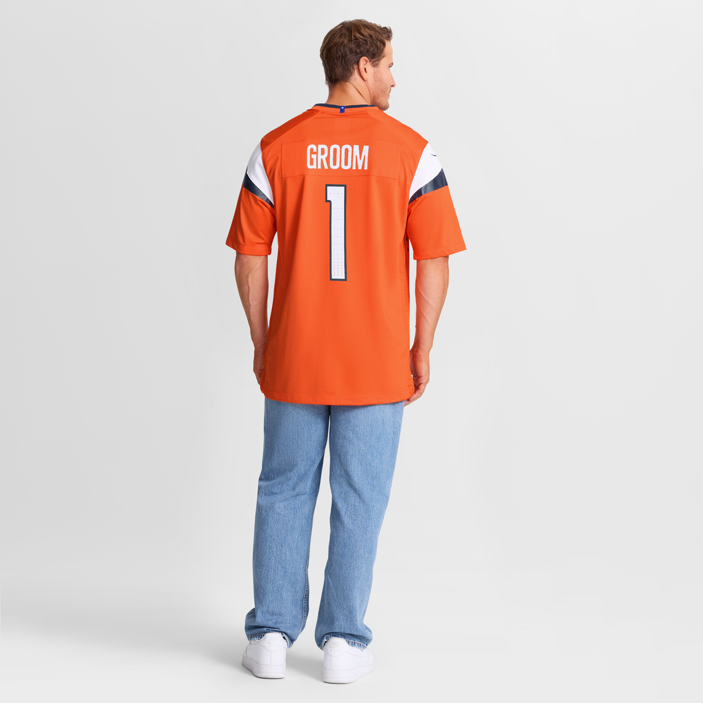 Men's Denver Broncos Number 1 Groom Orange Game Jersey