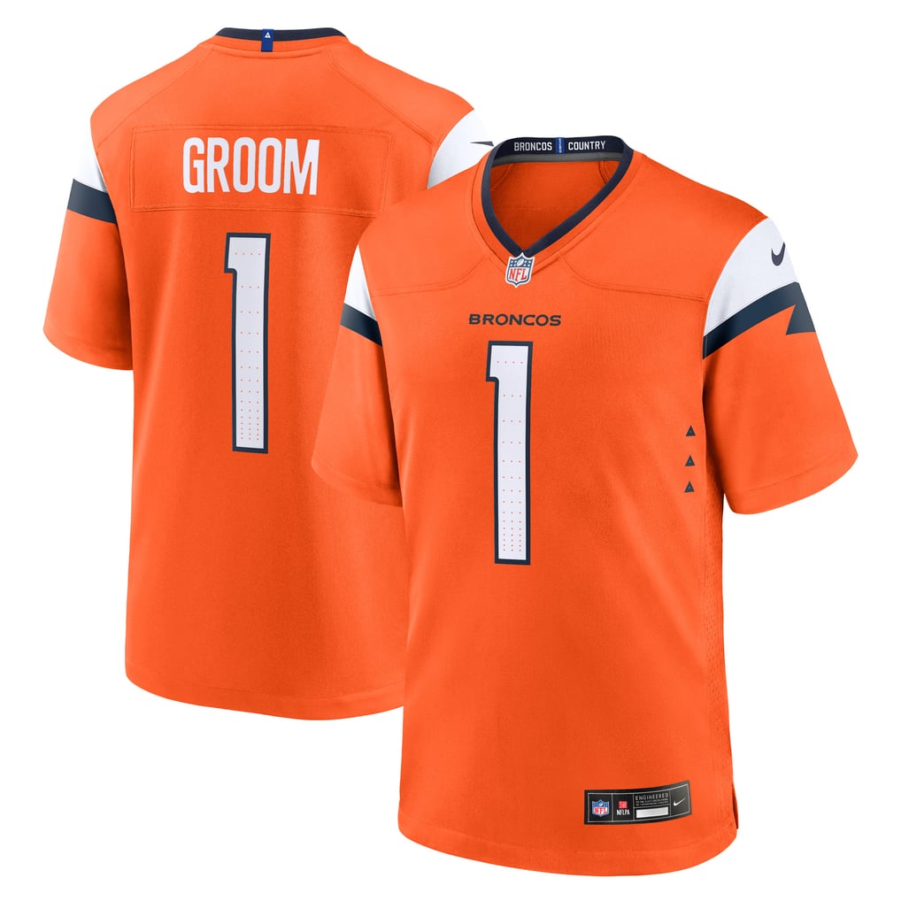 Men's Denver Broncos Number 1 Groom Orange Game Jersey