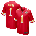Men's Kansas City Chiefs Number 1 Groom Red Game Jersey