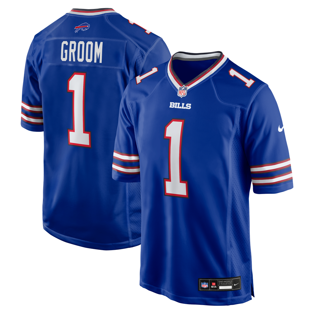 Men's Buffalo Bills Number 1 Groom Royal Game Jersey
